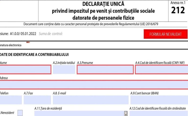 Declaratia Unica 212 Anul 2026