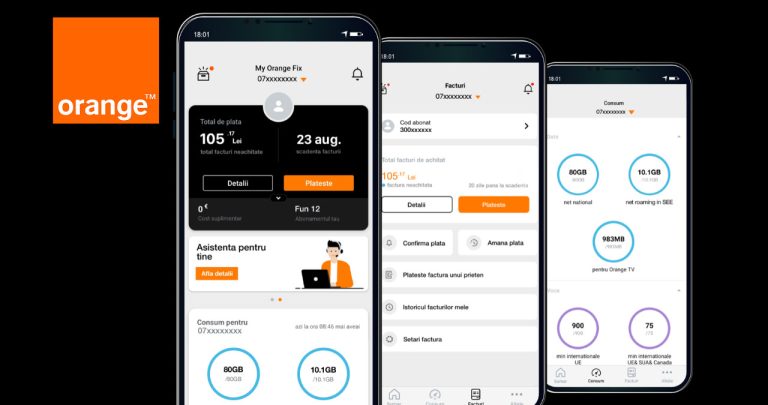 Funcționalități aplicația My Orange – facturi, istoric și cont
