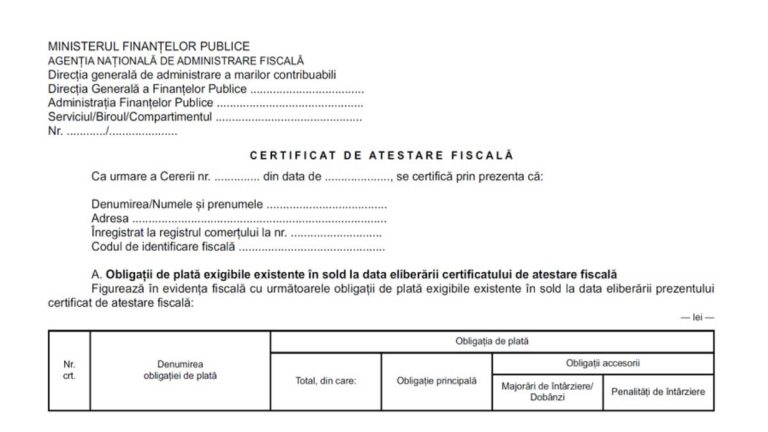 Certificat Atestare Fiscala Online