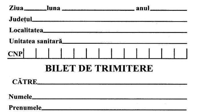 Bilet de trimitere medical 2026 – document CNAS