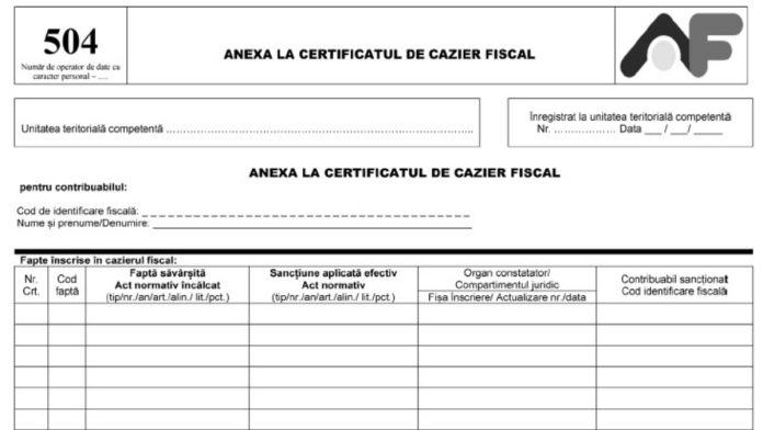 Certificat Cazier Fiscal Online ANAF 2026
