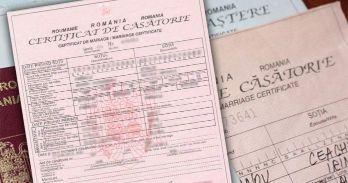 Certificat de casatorie Certificat de casatorie