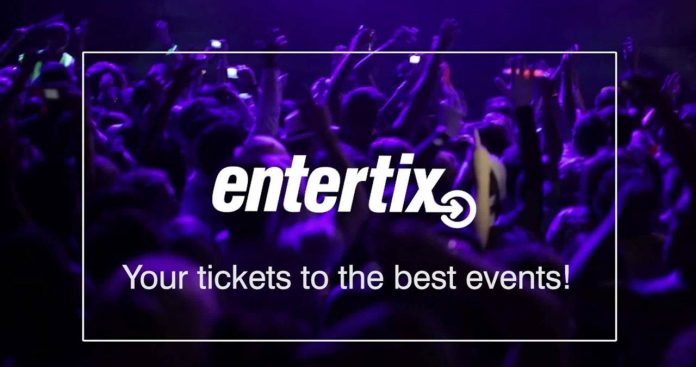 Interfața platformei Entertix afișând procesul de cumpărare și lista magazinelor partenere