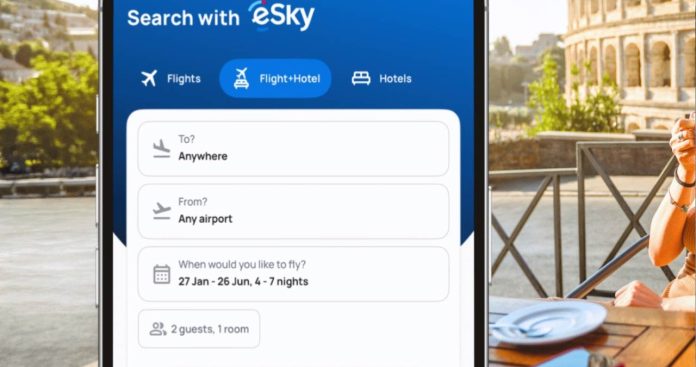 Pasager folosind aplicatia mobila eSky