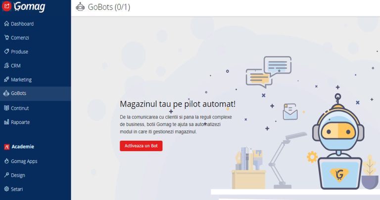 Interfața de administrare a platformei Gomag, afișând sistemul de tichete de suport tehnic și erorile frecvente la generarea de AWB.