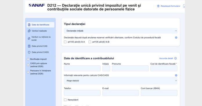 Un creator de conținut completând Declarația Unică în Spațiul Privat Virtual pentru veniturile încasate din TikTok și YouTube