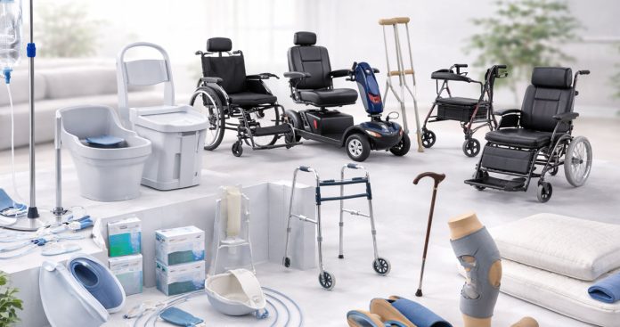 Dosar medical cu acte pentru CNAS lângă un scaun rulant ortopedic