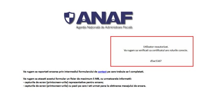 Soluționare Erori e-Factura și Validare SPV ANAF 2026 Antreprenor analizând un mesaj de eroare e-factura generat pe ecranul laptopului în aplicația SPV ANAF