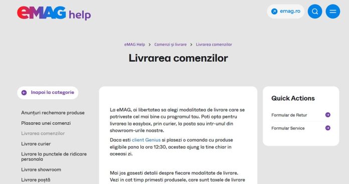 Livrare colete voluminoase eMAG